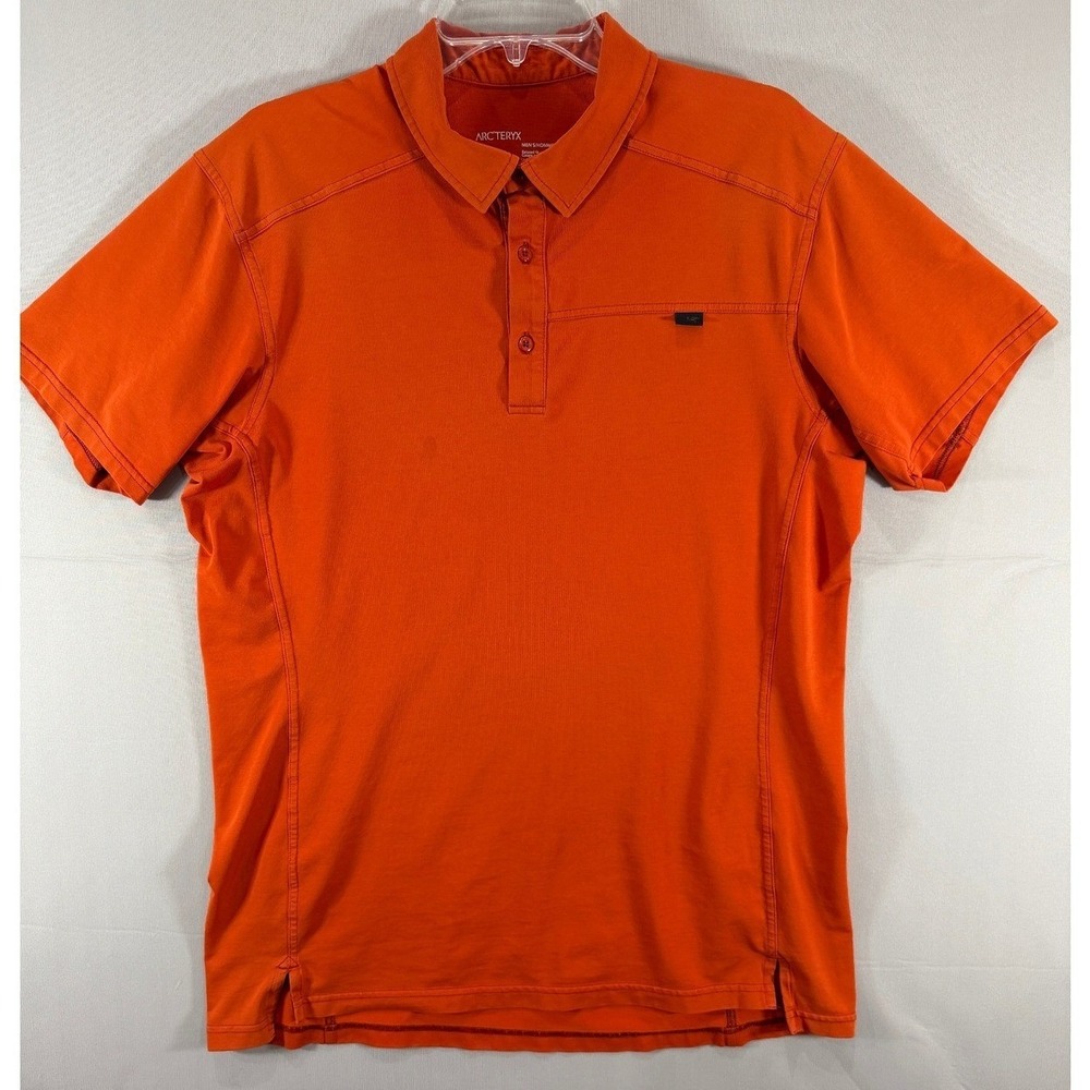 Arcteryx Mens Relaxed Fit Short Sleeve Polo Shirt Orange Large